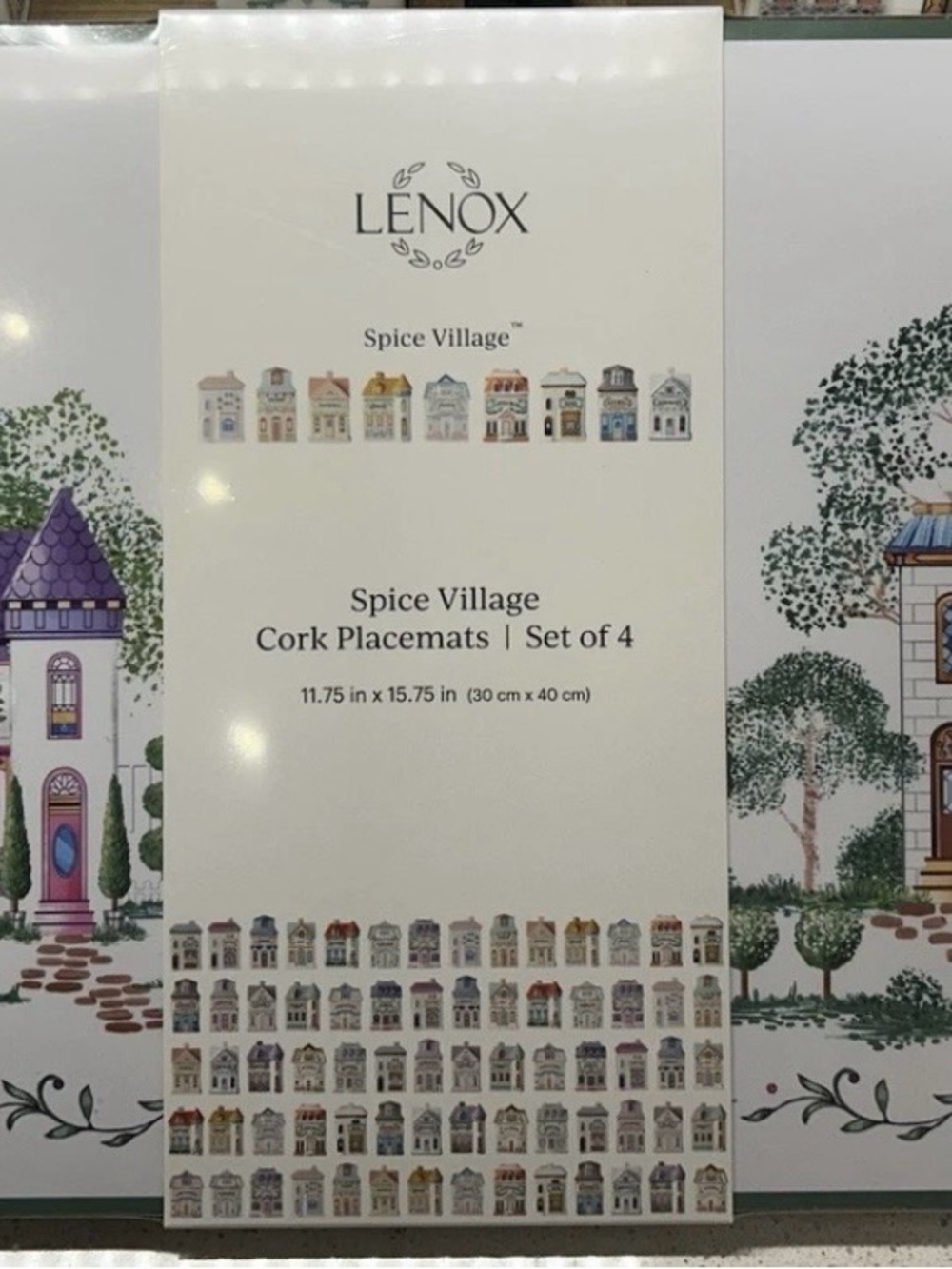 Lenox Spice Village Cork Placemats in Blue, Purple, Green and Cream new unopened